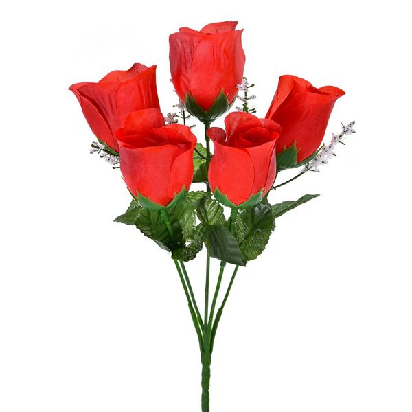 Bouquet Botão de Rosa Grillo Vermelho com 5 Flores
