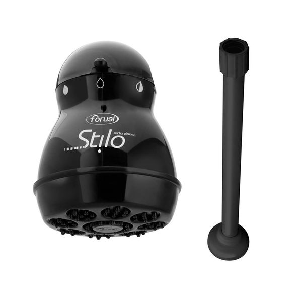 Ducha Forusi Stilo com Cano 3 Temperaturas Preto - 4400W 127V Ducha Forusi Stilo com Cano 3 Temperaturas Preto - 4400W 127V