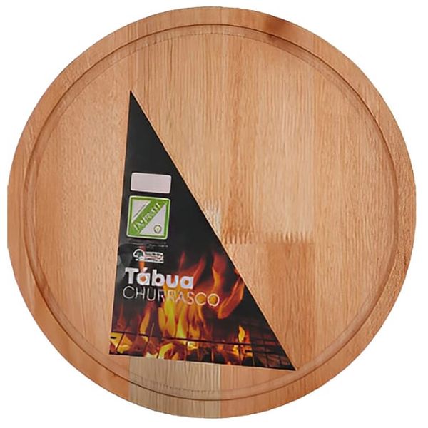 Tábua de Frios Cazza Redonda em Madeira Eucalipto 32cm Tábua de Frios Cazza Redonda em Madeira Eucalipto 32cm