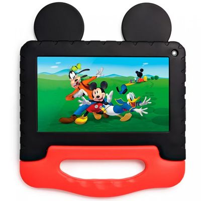 Tablet Infantil Multilaser Mickey NB413 Wi-Fi Tela de 7 64GB 4GB de RAM Android 13 Go Processador Quad- Core Preto e Vermelho