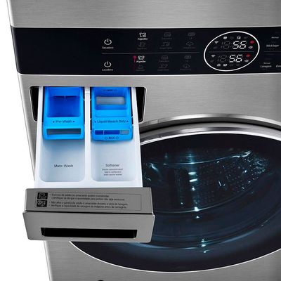 Lavadora e Secadora Elétrica Smart LG WashTower WK17VS6A 17 Kg Aço Escovado com Inteligência Artificial AIDD Inox / 220V