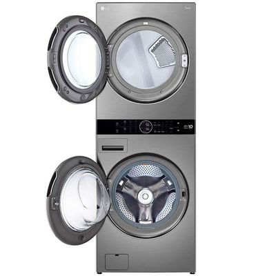 Lavadora e Secadora Elétrica Smart LG WashTower WK17VS6A 17 Kg Aço Escovado com Inteligência Artificial AIDD Inox / 220V