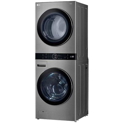 Lavadora e Secadora Elétrica Smart LG WashTower WK17VS6A 17 Kg Aço Escovado com Inteligência Artificial AIDD Inox / 220V