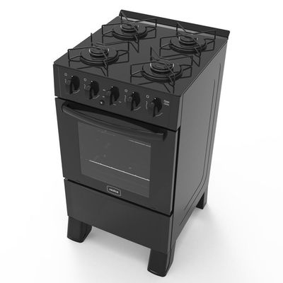 Fogão 4 Bocas A Gás Acendimento Automático Realce Glass Bivolt Cr206 Preto Preto 127/220