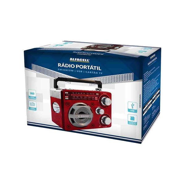 Rádio Portátil Alfacell AL1064 Recarregável Vermelho