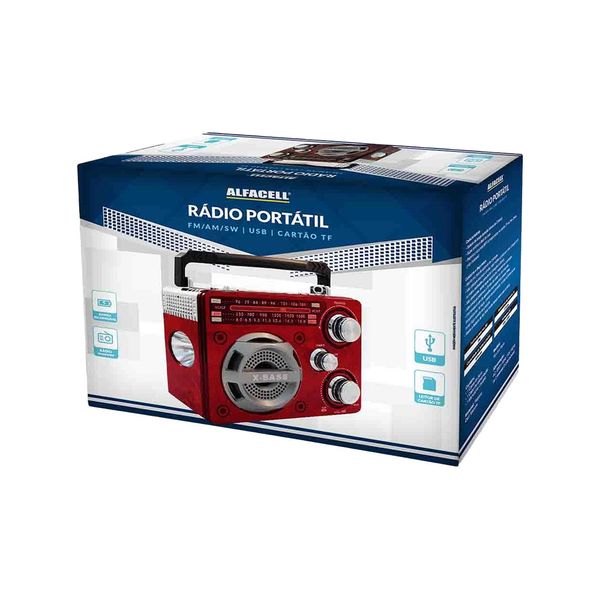 Rádio Portátil Alfacell AL1064 Recarregável Vermelho Rádio Portátil Alfacell AL1064 Recarregável Vermelho