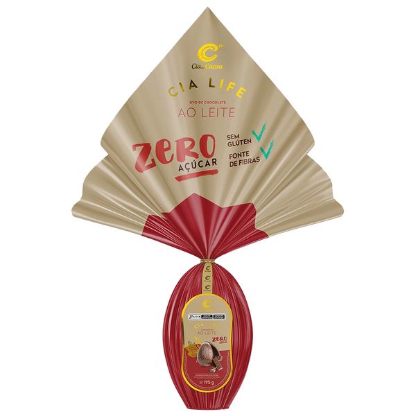 Ovo de Páscoa Cia do Cacau Life Chocolate ao Leite Zero Açúcar 195g
