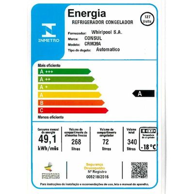 Geladeira Consul Frost Free Duplex 340 Litros Com Prateleiras Altura Flex Cor Inox CRM39AK 220V