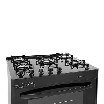 Fogão De Piso Fgvng510pt Neo Glass Com 5 Bocas Suggar Preto Bivolt
