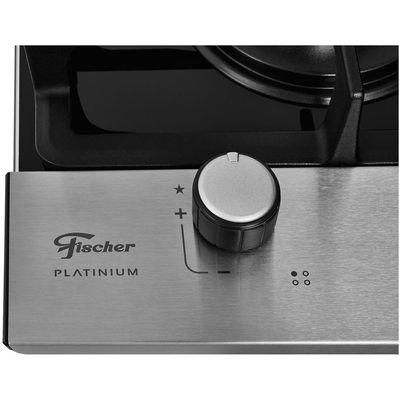Cooktop A Gás Fischer 4 Bocas Platinium Com Trempe De Ferro Fundido Mesa Vidro 33800-92121 Bivolt