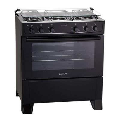 Fogão 5 Bocas Atlas Mônaco Plus Com Mesa Inox E Acendimento Automático Preto Bivolt