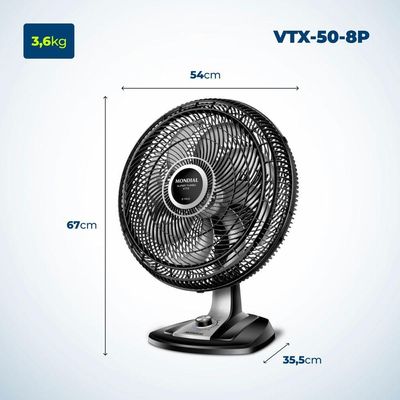 Ventilador De Mesa Mondial Turbo 8 Pás 50cm Vtx-50-8p Vent 50cm-127v-preto/prata 110V