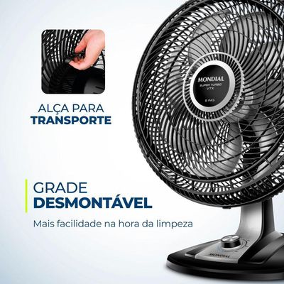 Ventilador De Mesa Mondial Turbo 8 Pás 50cm Vtx-50-8p Vent 50cm-127v-preto/prata 110V