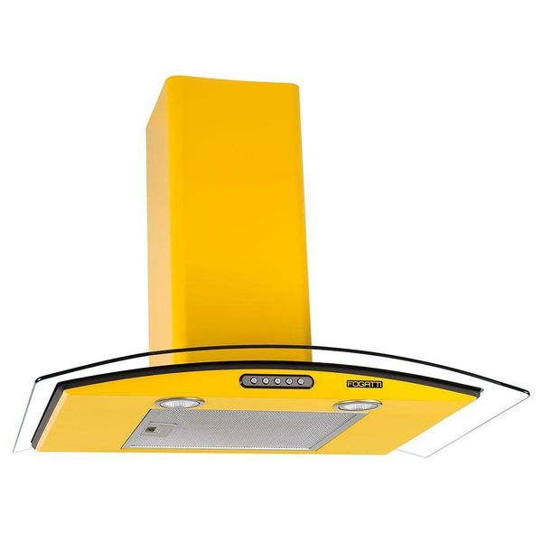 Coifa De Parede 70cm Vidro Curvo Slim Fogatti Amarelo 220v 220V