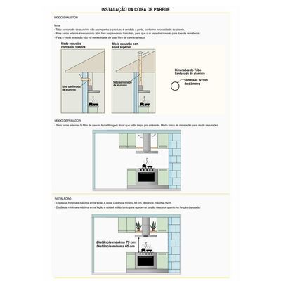 Coifa De Parede 60cm Vidro Curvo Duto Slim Fogatti Preto 110 110V