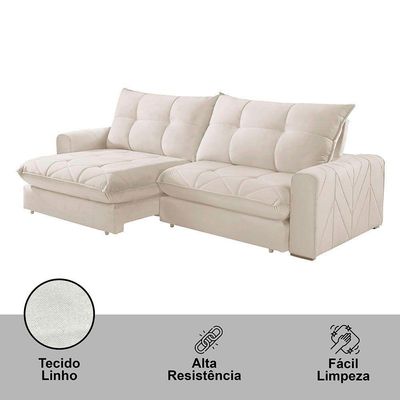 Sofá Firenze Linho 02 Módulos De 100cm B25cm Meu Sofá Online A302 Linho Branco