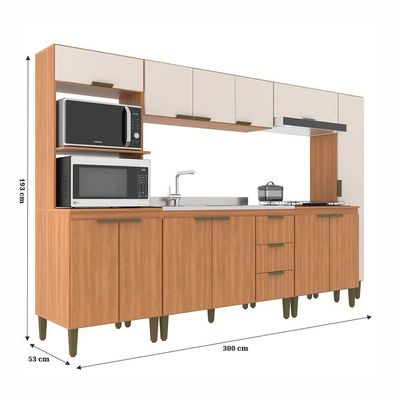 Cozinha Bia 6 Peças J Carvalho Freijo Com Off White