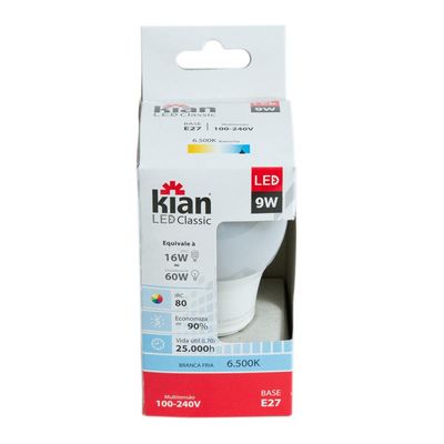 Kit com 6 Lâmpadas Led 9W Kian Branca Bivolt