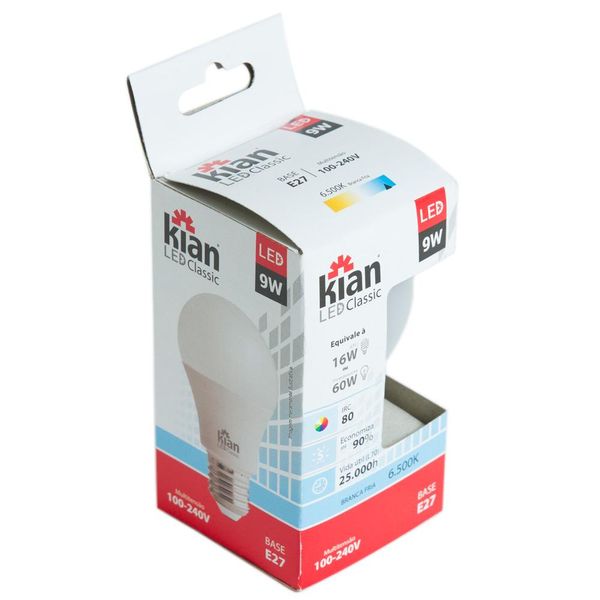 Kit com 6 Lâmpadas Led 9W Kian Branca Bivolt
