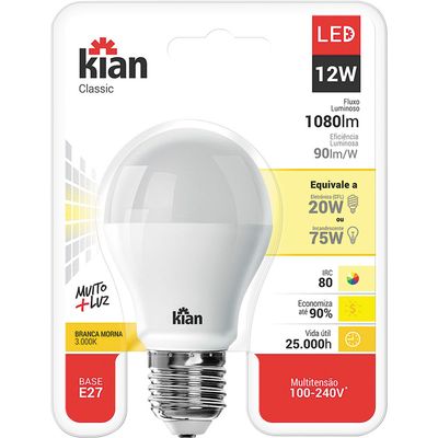 Kit com 6 Lâmpadas Led 12W Kian Amarela Bivolt
