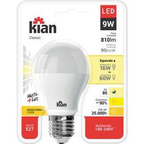 Kit com 6 Lâmpadas Led 9W Kian Amarela Bivolt