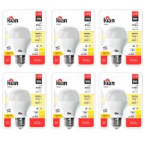 Kit com 6 Lâmpadas Led 9W Kian Amarela Bivolt
