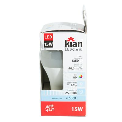 Kit com 6 Lâmpadas Led 15W Kian Branca Bivolt
