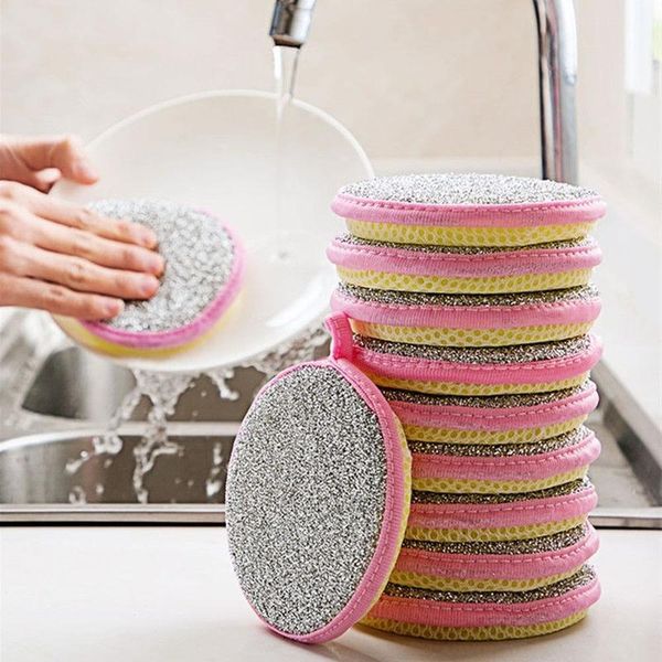 5/10Pçs Esponjas de Limpeza Dupla Face para Louça e Panelas 5 peças / rosa