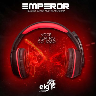 Headset Gamer ELG Emperor HGE01 com Microfone P3 + P2 Vermelho