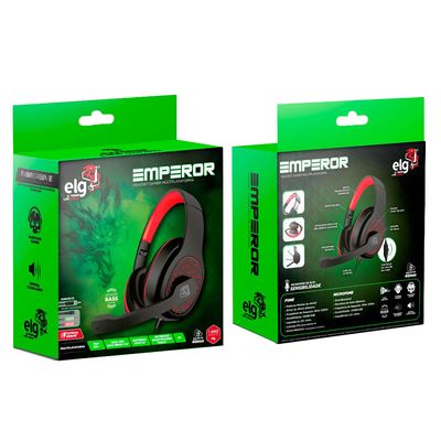 Headset Gamer ELG Emperor HGE01 com Microfone P3 + P2 Vermelho