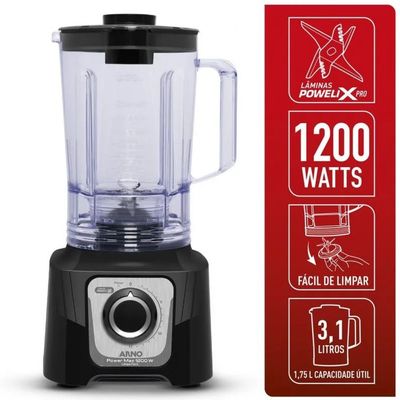 Liquidificador LN78 Power Max Limpa Fácil 1200W Arno Preto / 220V
