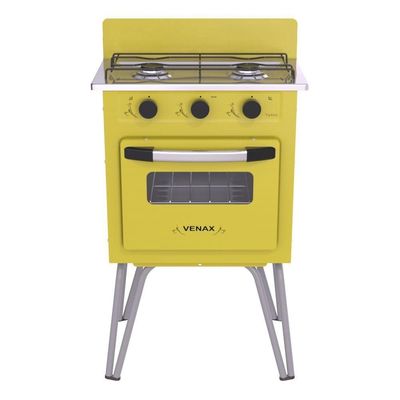 Fogão Portátil 2 Bocas Venax Gemini Vetrô GÁs GLP Amarelo