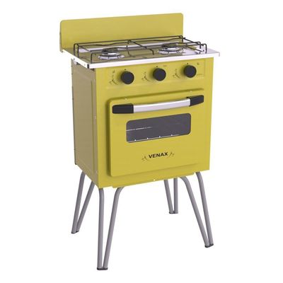 Fogão Portátil 2 Bocas Venax Gemini Vetrô GÁs GLP Amarelo