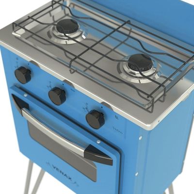 Fogão Portátil 2 Bocas Venax Gemini Vetrô GLP Azul