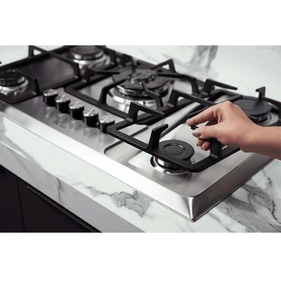 Cooktop A Gás Fischer 5 Bocas Tripla Chama Infinity Com Trempe De Ferro Fundido Mesa Inox 23678-5412 Bivolt
