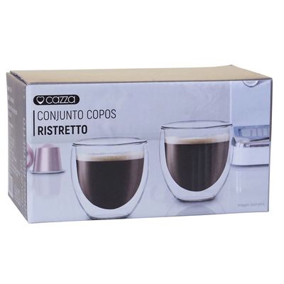 Jogo de Copos de Café Cazza em Vidro Incolor 2 Peças 100ml