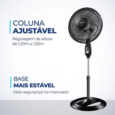 Ventilador de Coluna 40cm Super Power VSP40C 6 Pás 3 Velocidades Mondial Prata com Preto / 220V