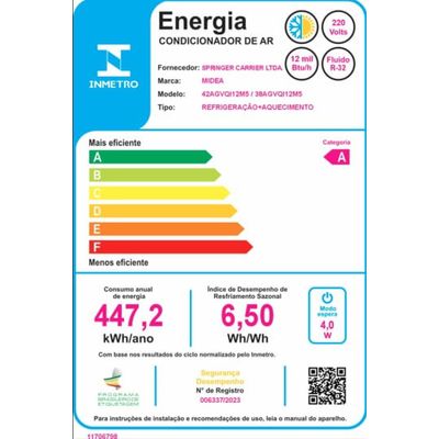 Ar condicionado Split Hi Wall Inverter Midea Xtreme Save Connect 12.000 Btus Quente e Frio 220v R-32