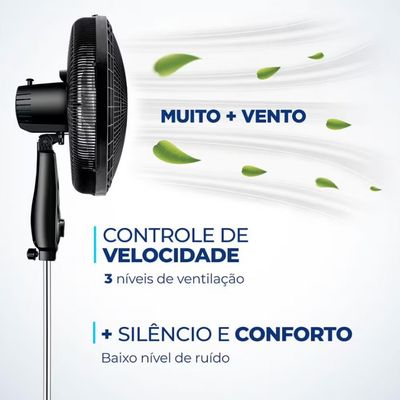 Ventilador de Coluna 40cm Super Power VSP40C 6 Pás 3 Velocidades Mondial Prata com Preto / 110V