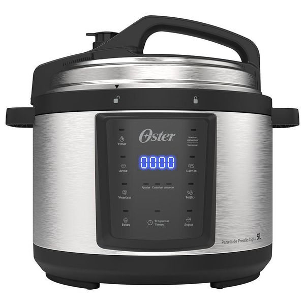 Panela Elétrica de Pressão Oster Digital 5 Litros Preto/Inox 127V OPAN920-127 110V