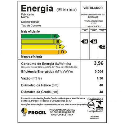 Ventilador De Mesa 48cm Britânia Bvt491 Maxx Force 127v