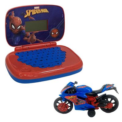Kit Laptop Spider-Man + Moto Homem-Aranha Webcycle