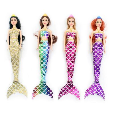 Kit C/ 4 Bonecas Dream Doll  Sereia - Rosa + Roxa + Dourada + Colorida