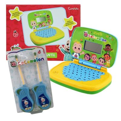 Kit  Laptop - Cocomelon Bilíngue (3333)+ Walkie Talkie - Cocomelon (3360)