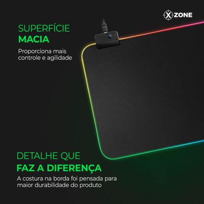 Mousepad Gamer com Led Xzone Preto GMP-01 MOUSEPAD GMP-01 NA COM LED