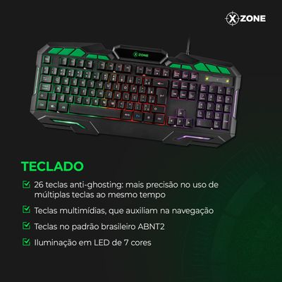 Combo Gamer Teclado + Mouse Xzone GTC-01 Kit Gamer 2 em 1 Mouse e Teclado Xzone - GTC-01