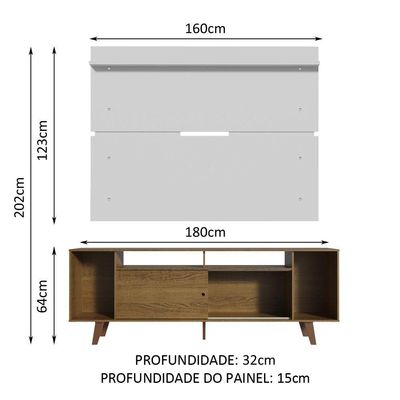 Rack Madesa Cancun com Pés e Painel para Tv Até 65 Polegadas