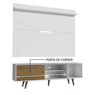 "Rack Dubai e Painel Tv até 65"" com Pés Branco/rustic Madesa"