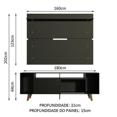 Rack Madesa Cancun com Pés e Painel para Tv Até 65 '''