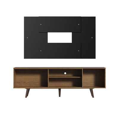 "Rack Dubai com Pés e Painel Tv até 58"" Rustic/preto Madesa"